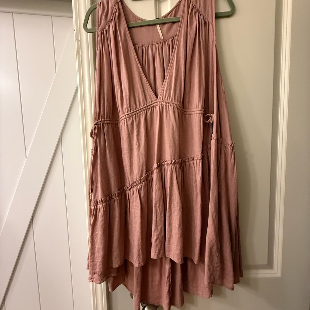 Free People Flowy Pink Sleeveless Dress with Pockets